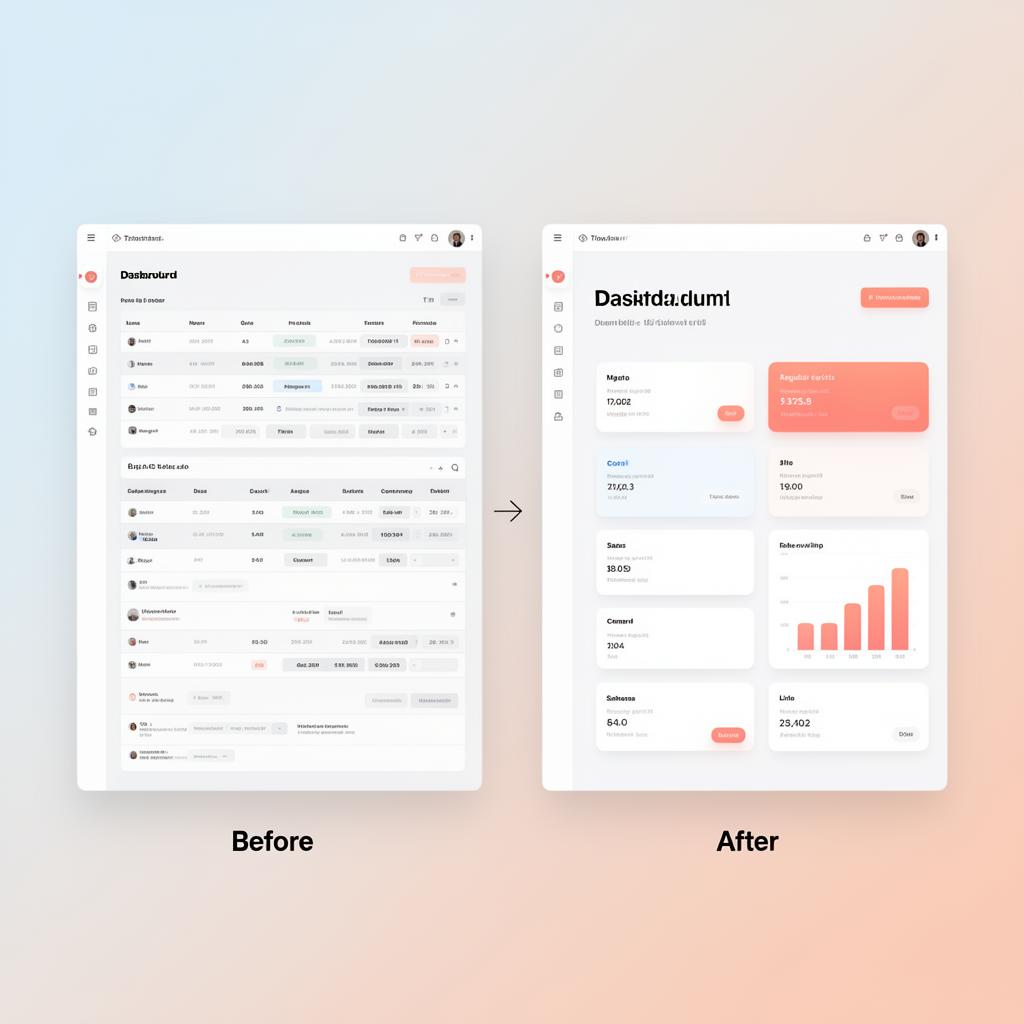 Before and after: tangled workflow transformed into a clean UX flow